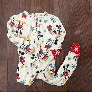 Posh Peanut Cream and Red Mickey Mouse Kids Footie